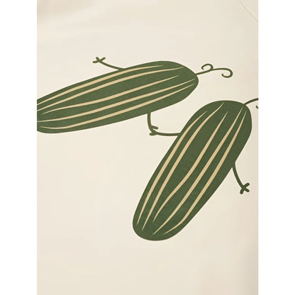 Boxy T-Shirt Friends Of the Garden: zwei grüne Gurken mit Streifen