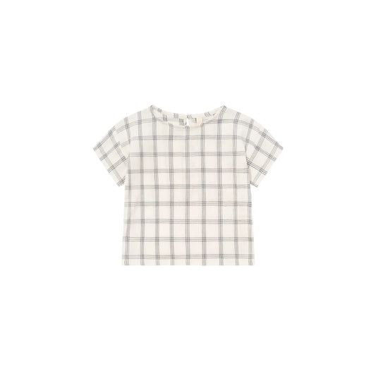 organic zoo Boxy T-Shirt in Navy Window Check