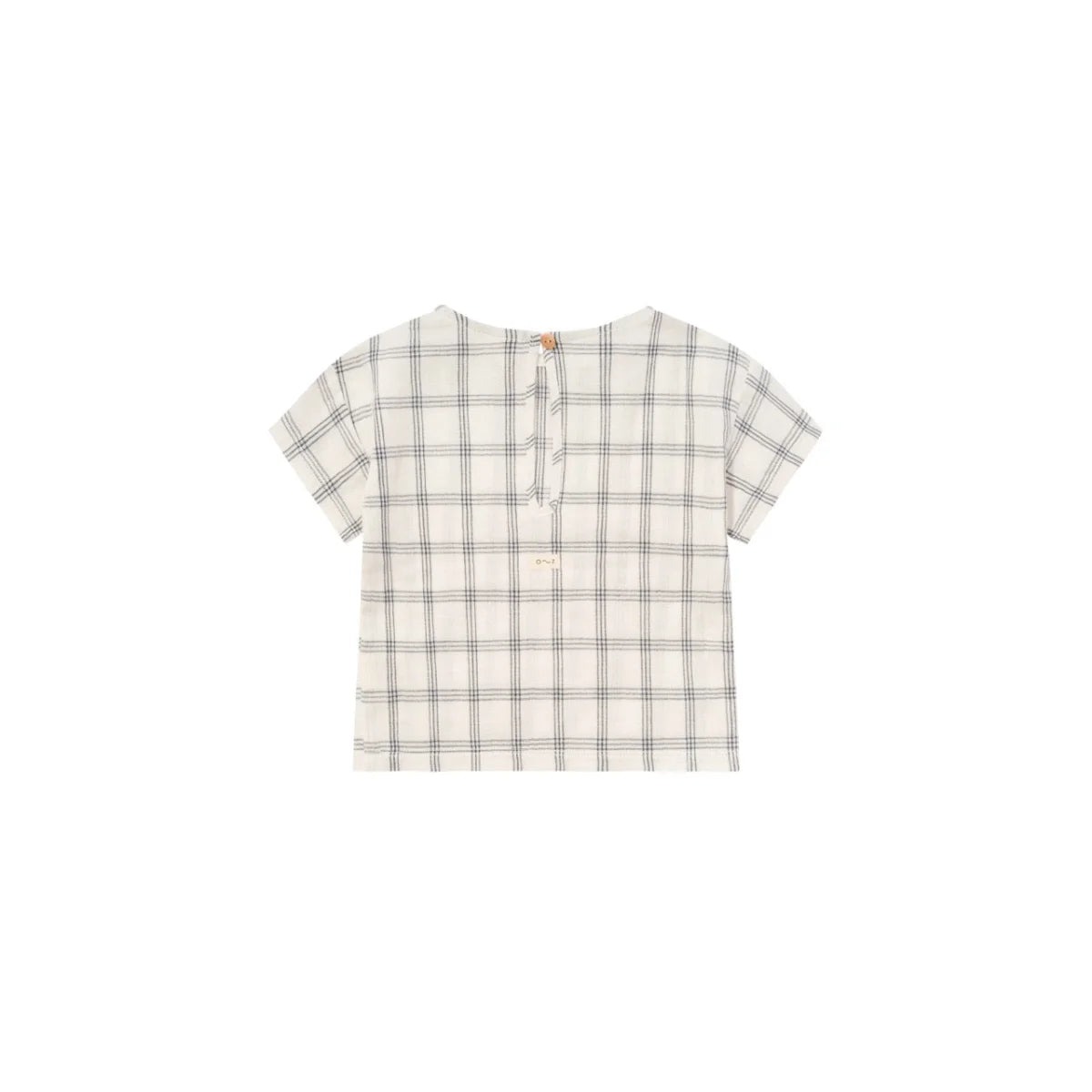 Weiß-graues Karomuster Kurzarmhemd im Produkt Boxy T-shirt Navy Window Check