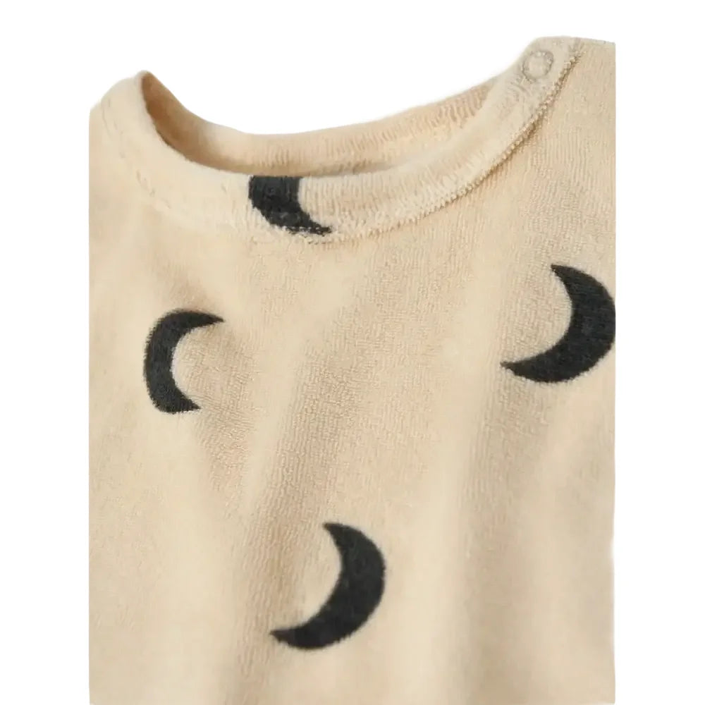 Cremefarbene Frottee-Shirt mit Halbmondmuster im Produkt Boxy T-shirt Pebble Midnight Terry