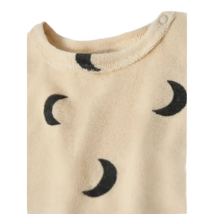 Cremefarbene Frottee-Shirt mit Halbmondmuster im Produkt Boxy T-shirt Pebble Midnight Terry