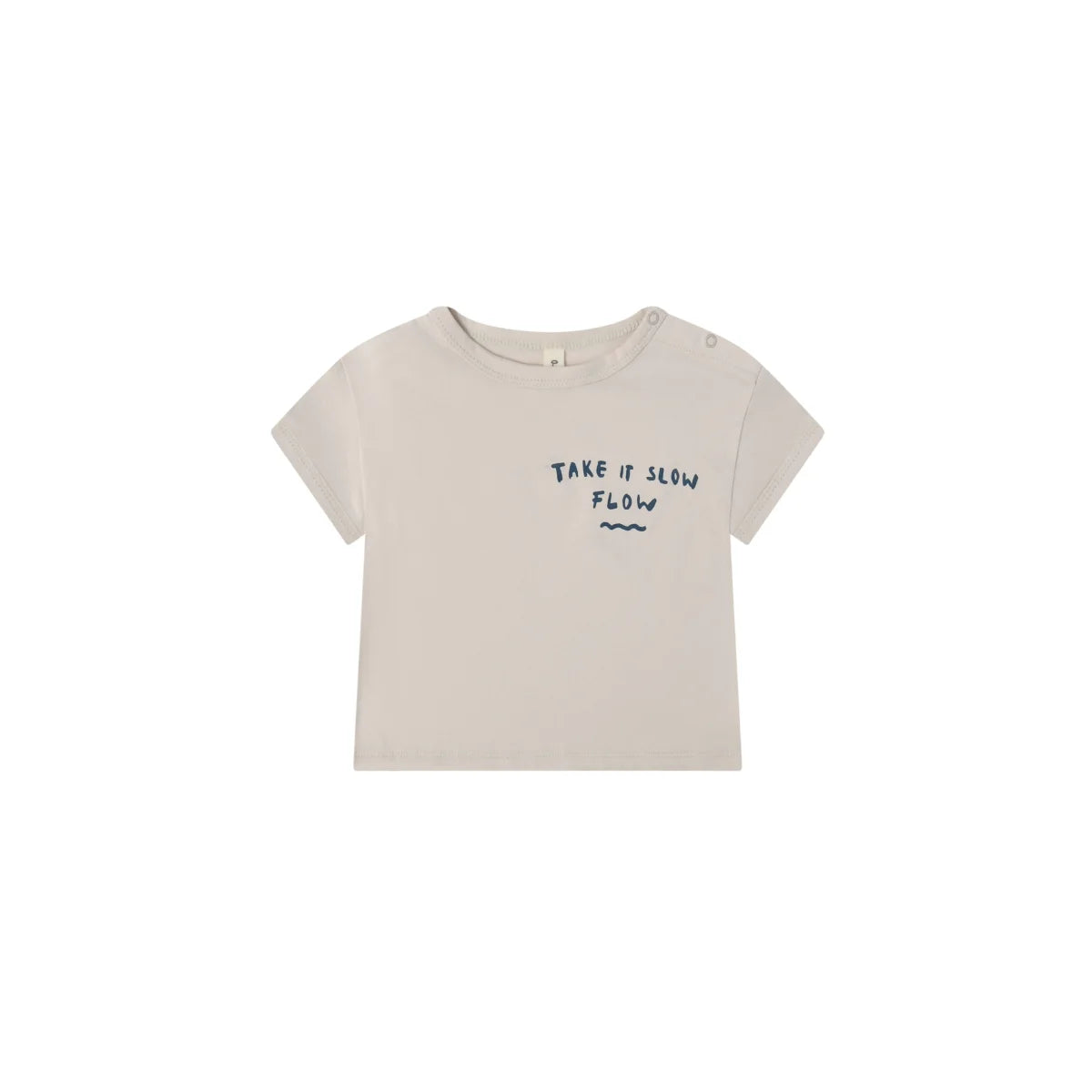 Beige Boxy T-shirt mit Take it slow Flow Aufdruck auf der Brust