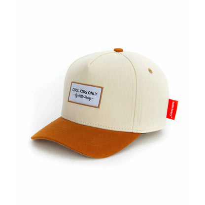 Creme-orange zweifarbige Baseballkappe Cap Mini Beige mit weissem „Cool Kids Only“ Patch von Hello Hossy