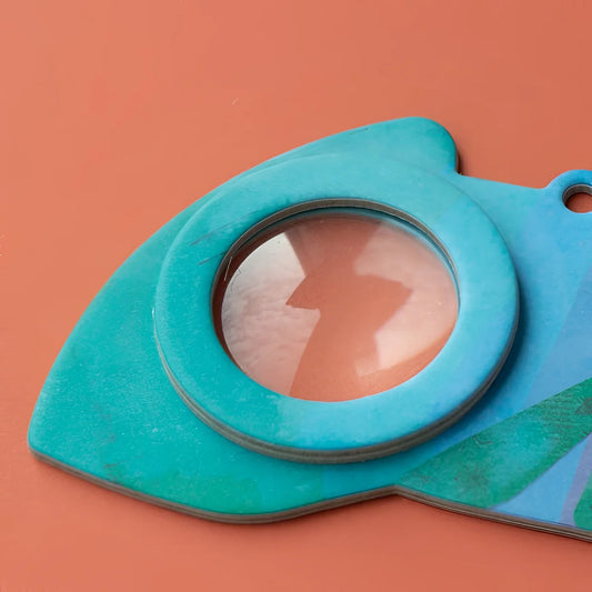 Türkisfarbene Keramik-Keychain Chameleon Big Eye als Kamera mit Linseneinlage