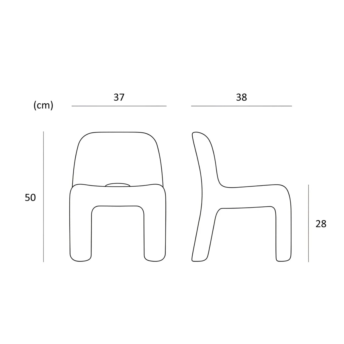 Minimalist weißer plastikstuhl charlie stuhl ocean mit modernem design und abgerundeten konturen