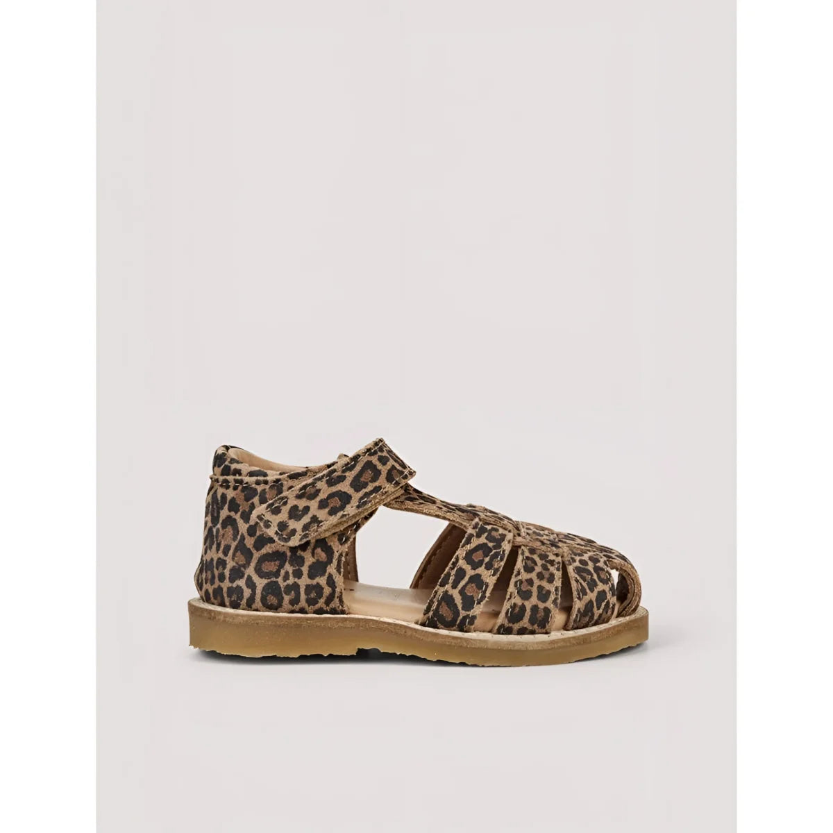 Beige-brauner Kinder-Sandale Classic Sandal Cheetah mit Leopardmuster und weicher Gummisohle