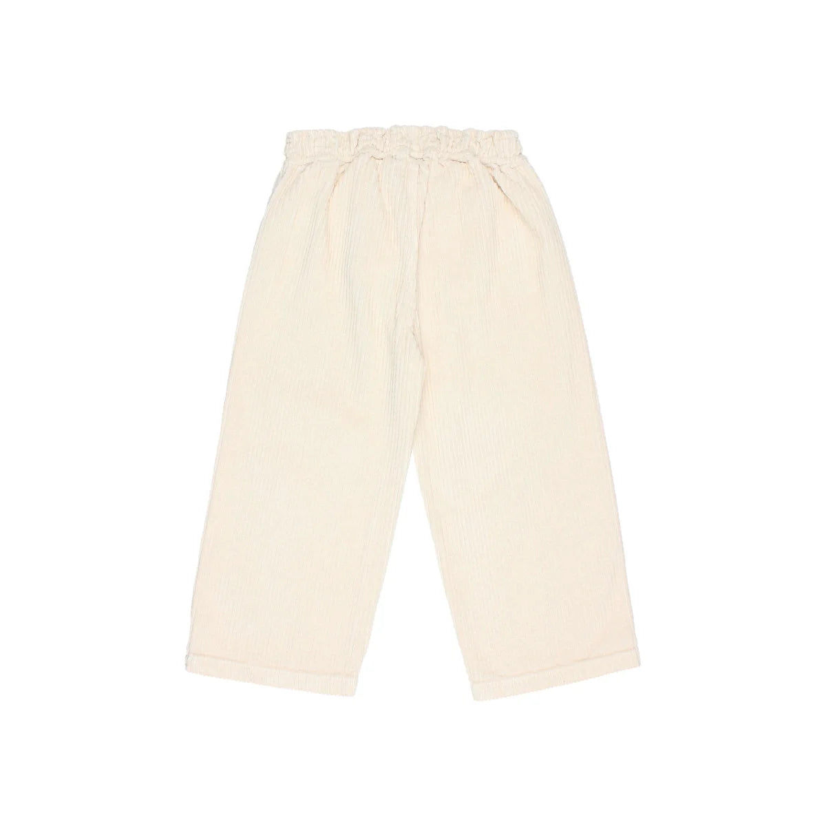 Helle Cremefarbene Corduroy-Girly-Hosen mit weitem Bein und elastischem Bund