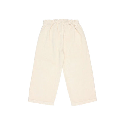 Helle Cremefarbene Corduroy-Girly-Hosen mit weitem Bein und elastischem Bund