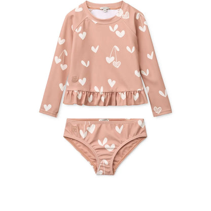 Dagny Badeset Sweethearts Pale Tuscany rosa Herz-Kirsche Liewood Bikini