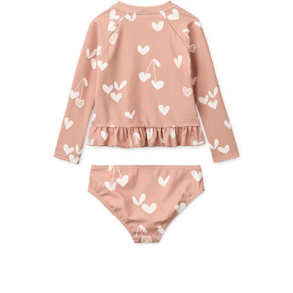 Dagny Badeset Sweethearts Pale Tuscany pink mit Kirsche-Herz-Muster
