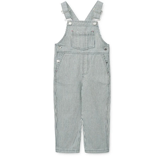Gestreifte Jeans-Latzhose Delani Classic navy, Creme de la creme, robustes Design