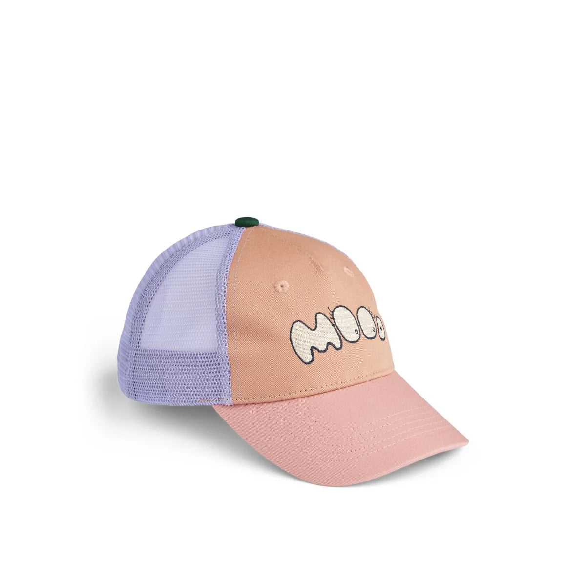 Pastellfarbene Pfirsich-Lavendel Trucker Cap Della Mood Mix mit weiss besticktem Logo