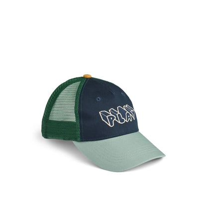 Marineblaue und salbeigrüne Trucker Cap Della Play Mix mit weissem Sticklogo