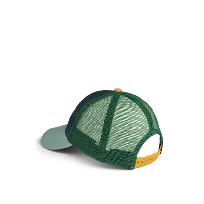 Grüner und marineblauer mesh-trucker-cap della cap play mix mit gelbem verstellbarem riemen auf der rückseite