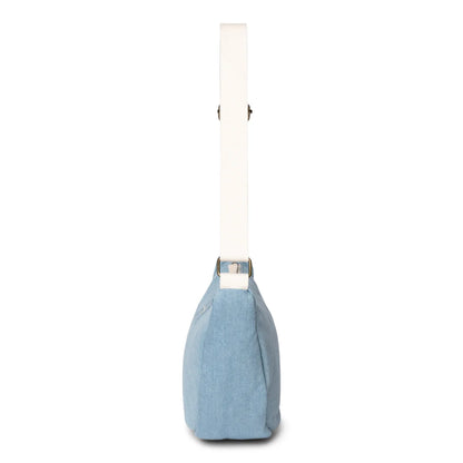 Helle blaue Schultertasche mit weißem Riemen für Denim Erwachsenen Bauchtasche