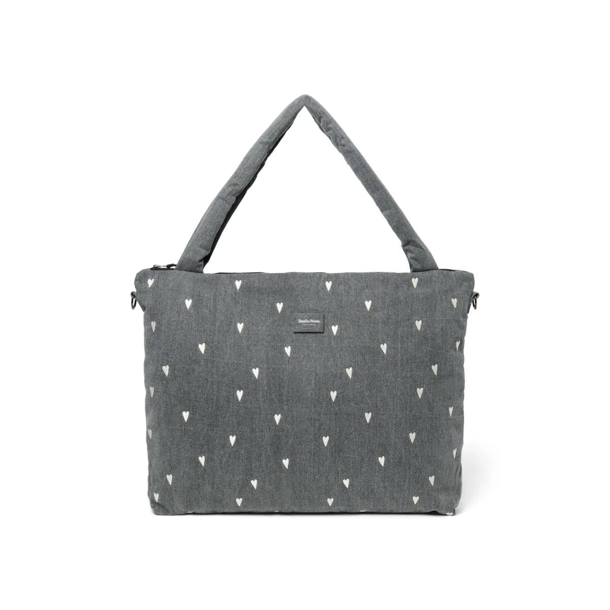 Studio Noos Denim Diaper Bag in Grey Hearts