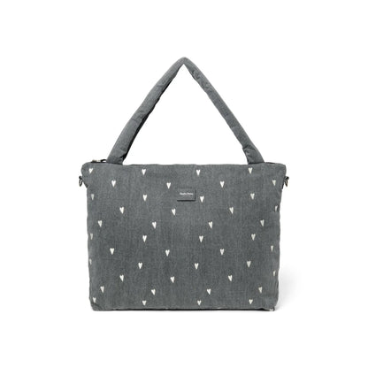 Studio Noos Denim Diaper Bag in Grey Hearts