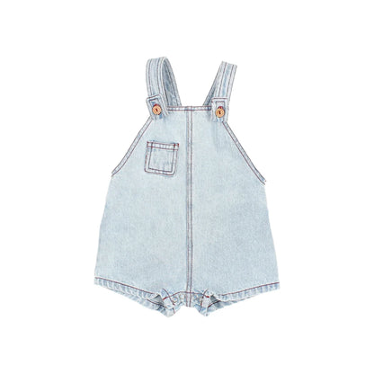 Denim dungaree in hellgrauer Waschung mit verstellbaren Trägern und Brusttasche