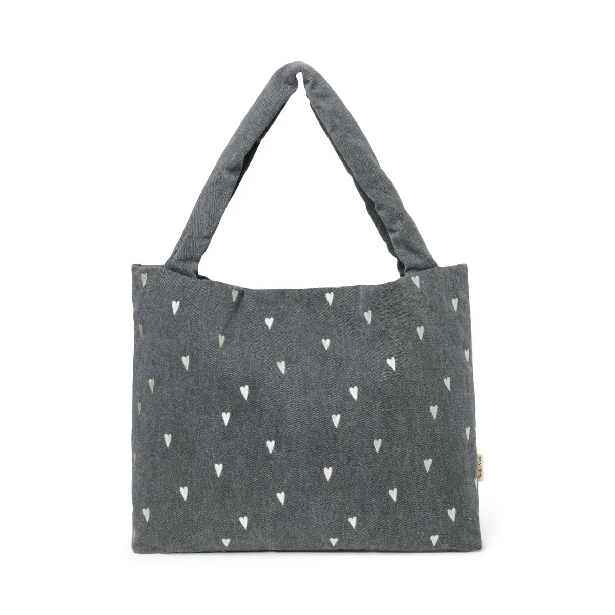 Studio Noos Denim Mom Bag in Grey Hearts