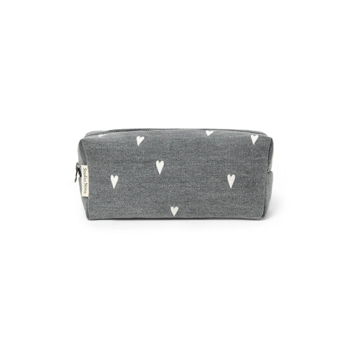 Studio Noos Denim Necessaire in Grey Hearts
