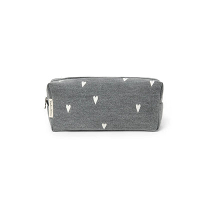 Studio Noos Denim Necessaire in Grey Hearts