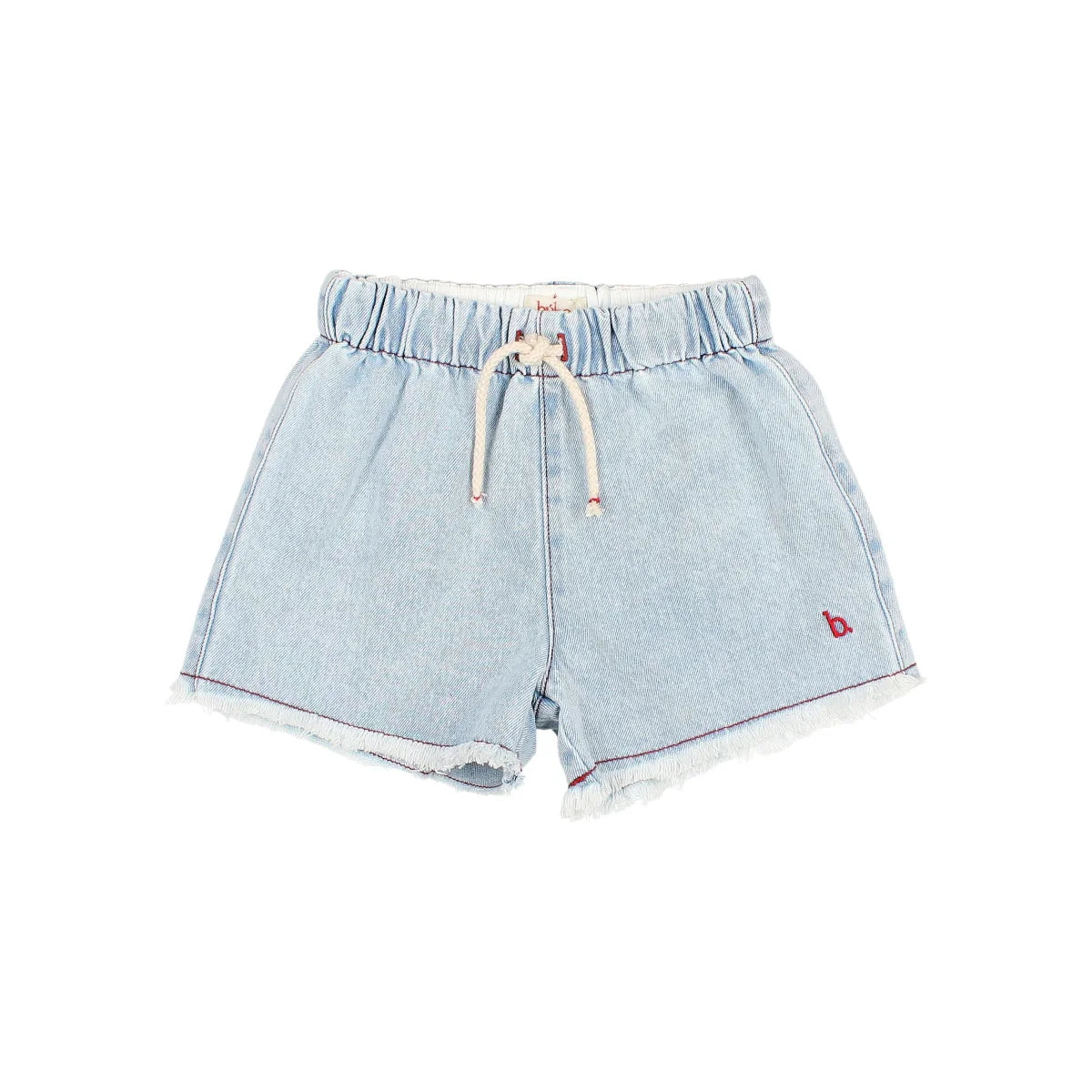 Denim Shorts hell mit ausgefranstem Saum und elastischem Bund