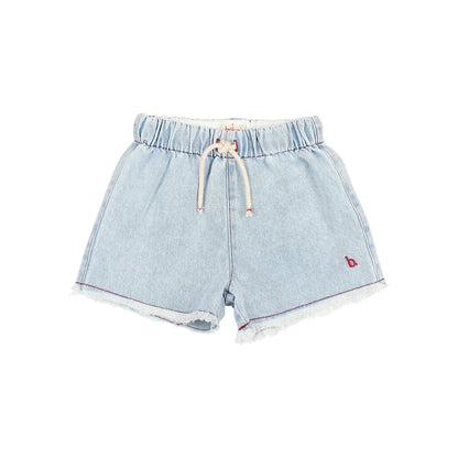 Denim Shorts hell mit ausgefranstem Saum und elastischem Bund