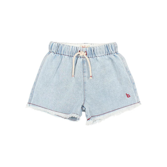 Denim Shorts hell mit ausgefranstem Saum und elastischem Bund