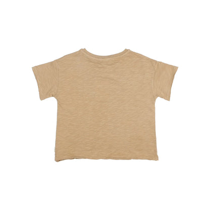 Beige Rib-Collar Crop-Top Safari Discovery Print nachhaltige Babykleidung Schweiz