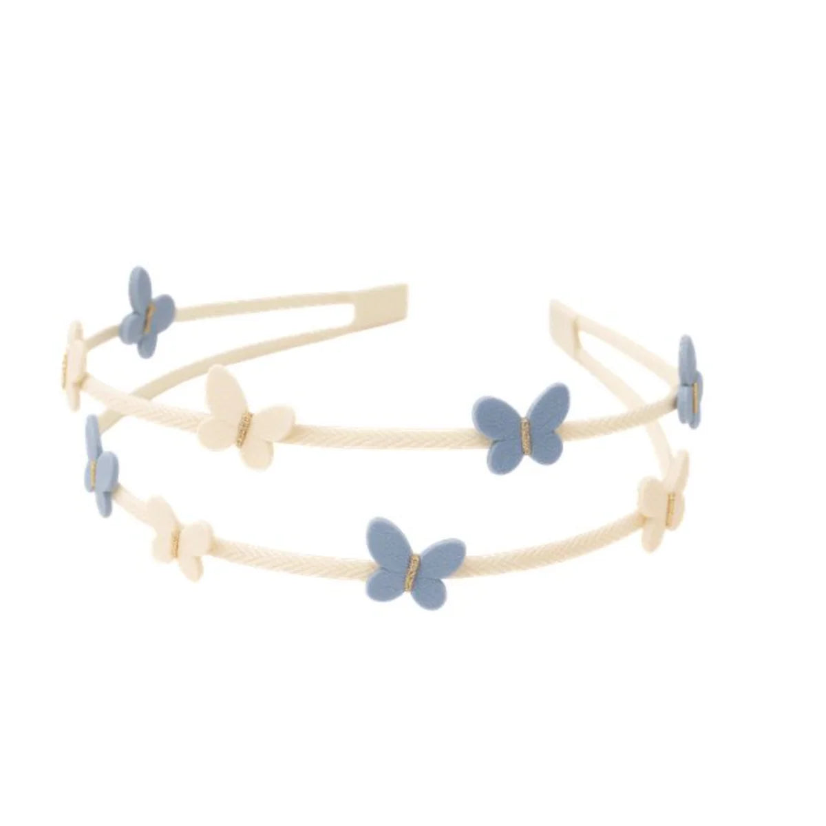 Doppelter Alice-Haarreif Butterfly Cream/Blue von Billy loves Audrey