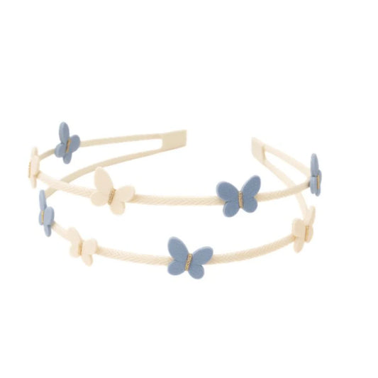Doppelter Alice-Haarreif Butterfly Cream/Blue von Billy loves Audrey