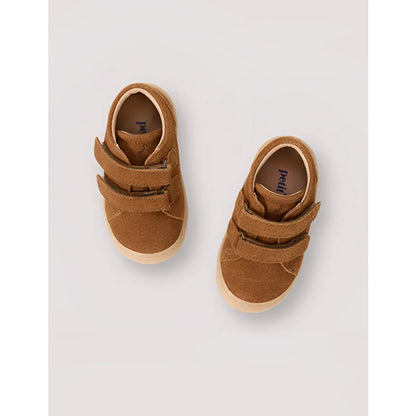 Braune Wildlederschuhe mit Klettverschluss für den Alltag