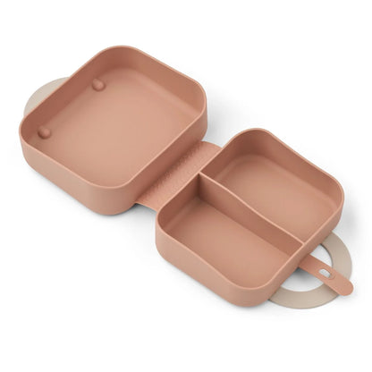 Faltbare lunchbox elara in soft rosegold mit minimalistischem design und zwei fächern aus mattiertem material