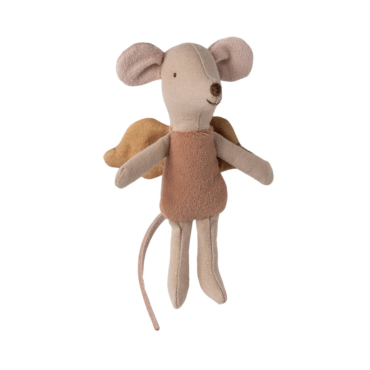 Weiches beige-braunes Plüschmausspielzeug Feenmaus Klein Powder mit Stoff-Flügeln