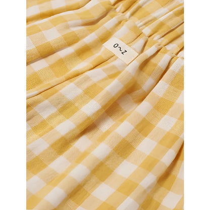 Gelbe und weiße Karo-Stoffe Fisherman Pants Honeycomb Gingham, weiches Gewebe