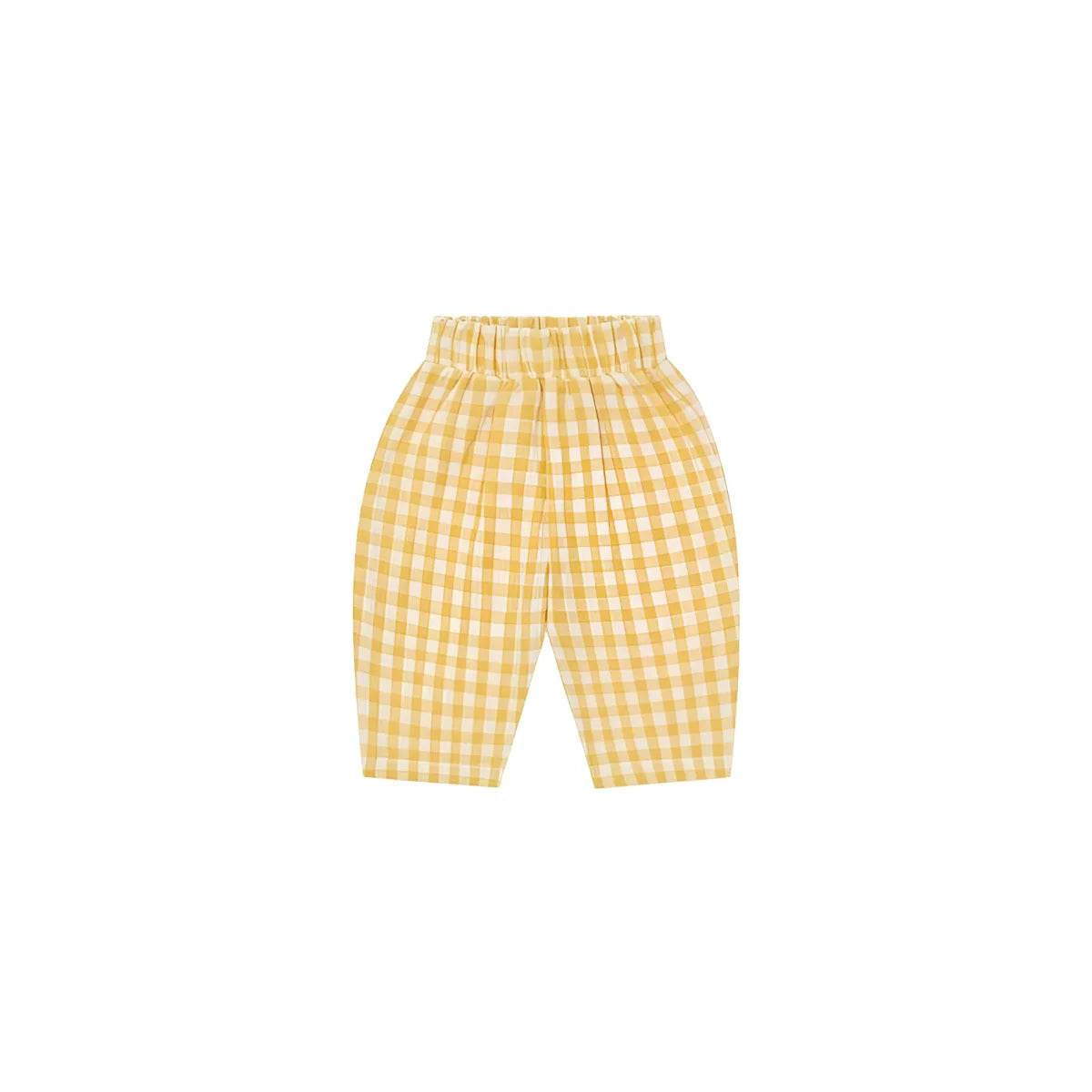 Fisherman Pants Honeycomb Gingham, gelb-weisse Karo-Babyhose, Rückseite