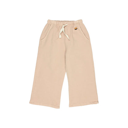 Beige Weitbein-Hosen aus Fleece für Damen in Produkt Rose