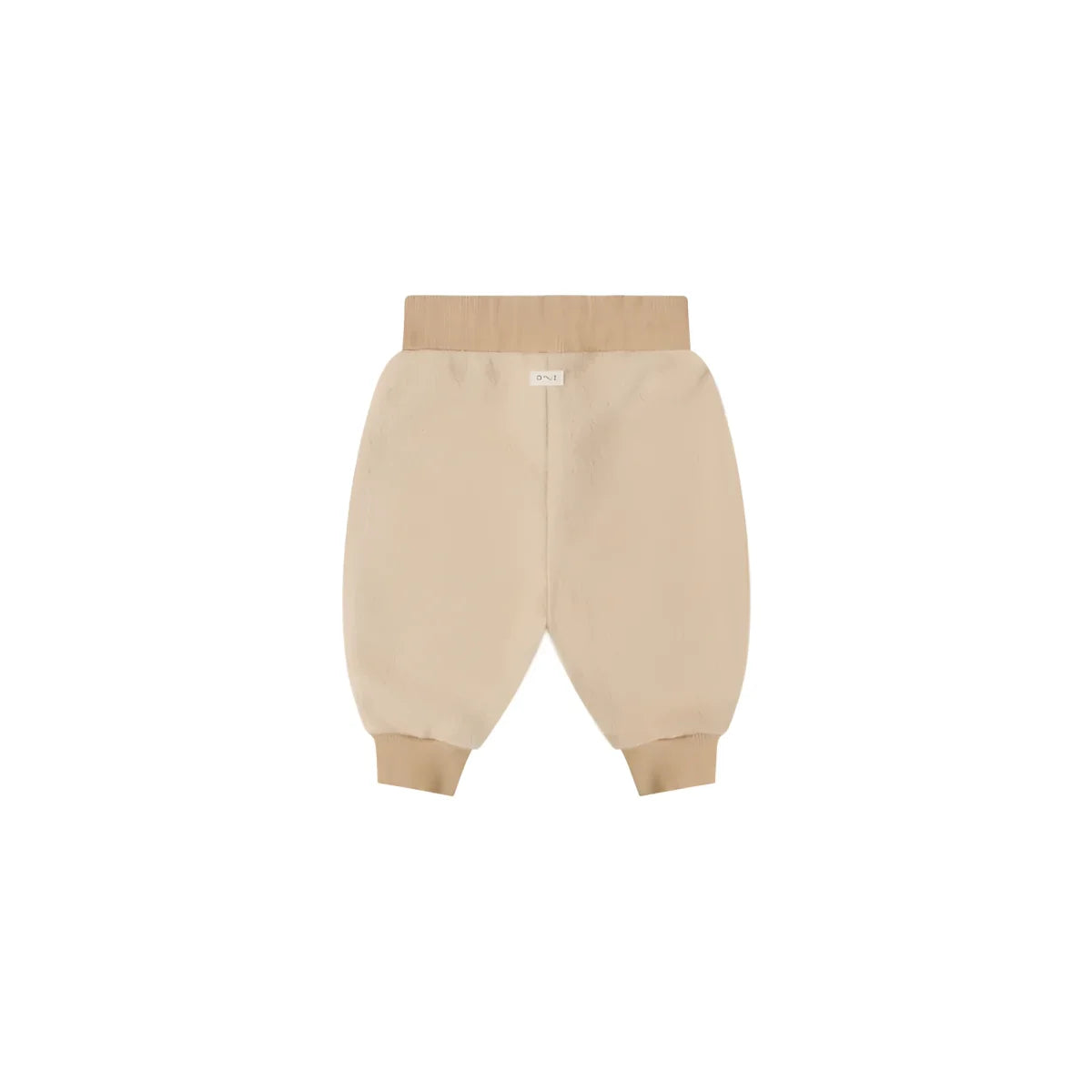 Beige Fleece Sweatpants with elastic cuffs and warm sand color for babies