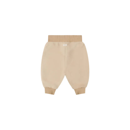 Beige Fleece Sweatpants with elastic cuffs and warm sand color for babies
