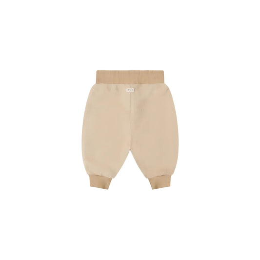 Beige Fleece Sweatpants with elastic cuffs and warm sand color for babies