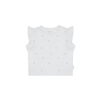 Frill Sleeve Top Hearts: weisse Bluse mit Rüschen, viel Bewegungsfreiheit