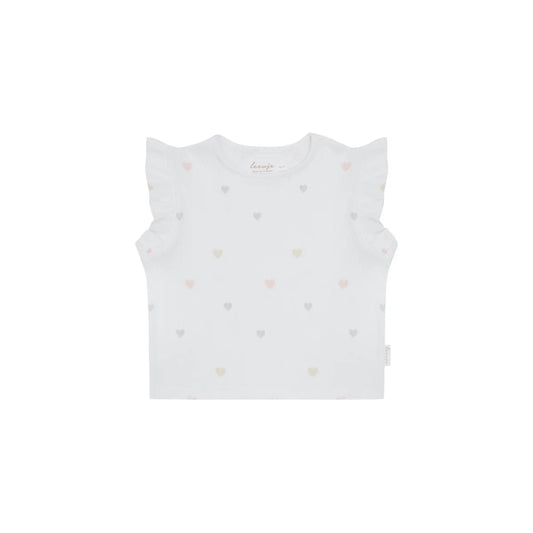 Frill Sleeve Top Hearts: weisse Bluse mit Rüschen, viel Bewegungsfreiheit