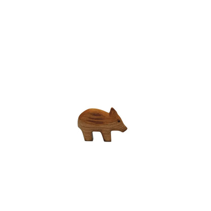 Handgeschnitztes Holz-Wildschwein-Jungtier-Spielzeug mit Streifen, Frischling