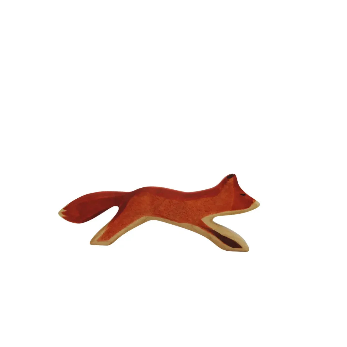 Holzspielzeug Fuchs laufend in rotbraun mit hellen Akzenten, kindersicheres Design
