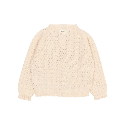 Helles Strickoberteil mit Texturmuster in der Farbe Ecru oder Rosé