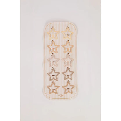 Goldene Stern-Haarclips in Glitzer Starlight im klaren Plastikgehäuse