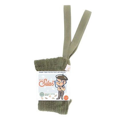 Silly Silas Granny Teddy Footed Strumpfhose mit Träger in Olive