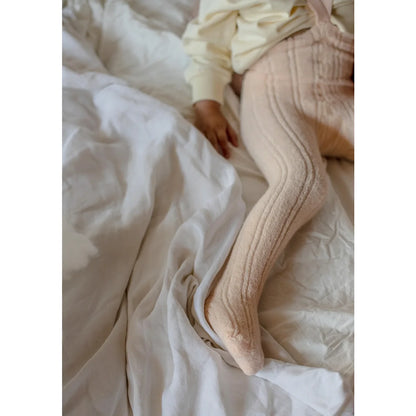 Granny Teddy Footed Tights with Straps | Silky Peach