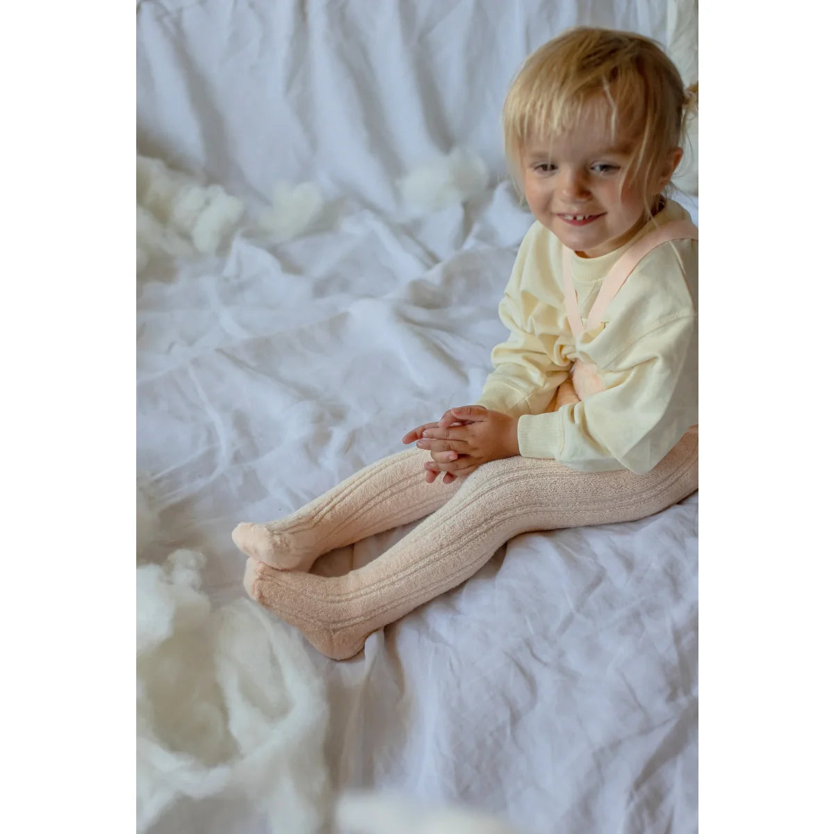 Granny Teddy Footed Tights with Straps | Silky Peach