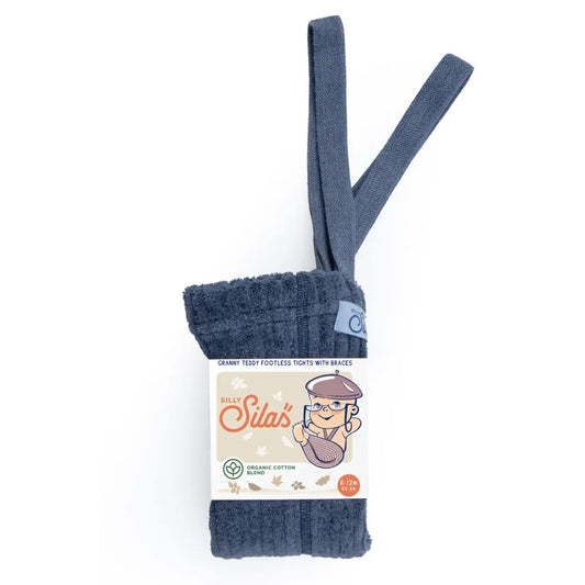 Silly Silas Granny Teddy Footless Strumpfhose mit Träger in Steel Blue
